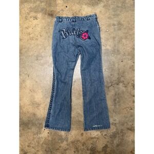Bratz Girls Denim Jeans L‎ 10/12 Embroidered Logo Braided Flare Y2K